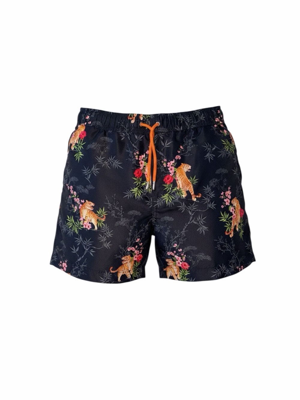 Black Floral & Tiger Print Swim Trunks Forever 21 Size Large